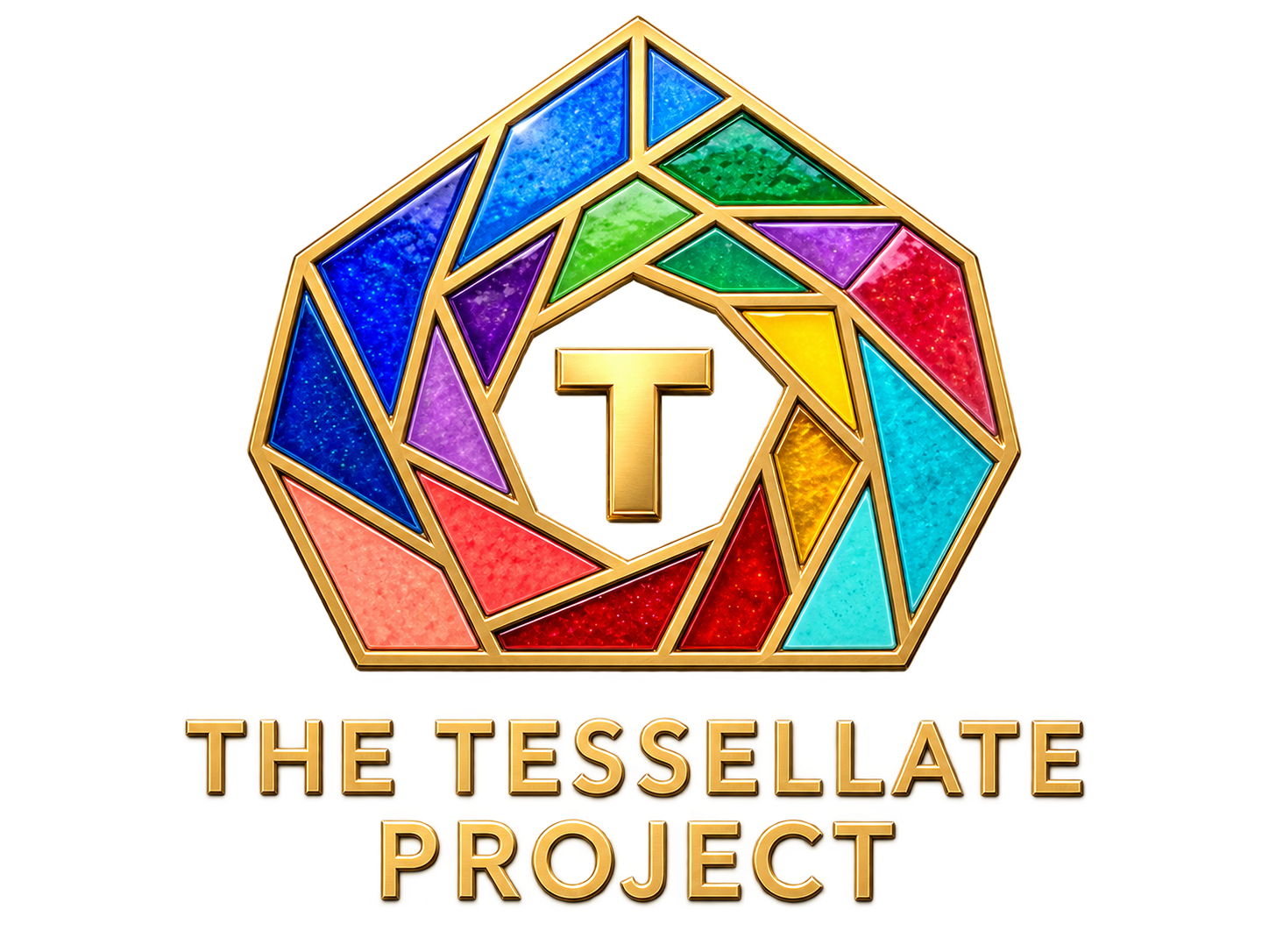 The Tessellate Project emblem — a gold-framed mosaic pentagon
